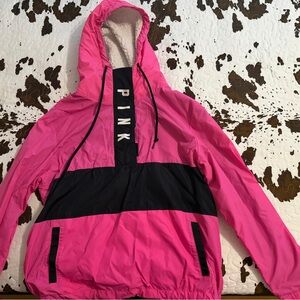 Pink Women windbreaker Jacket with Black Accents